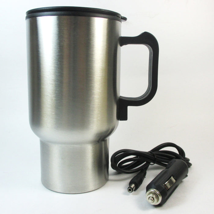 1 Mug Heated Car Travel Stainless Steel Portable Cup Coffee Tea Auto Charger 12V