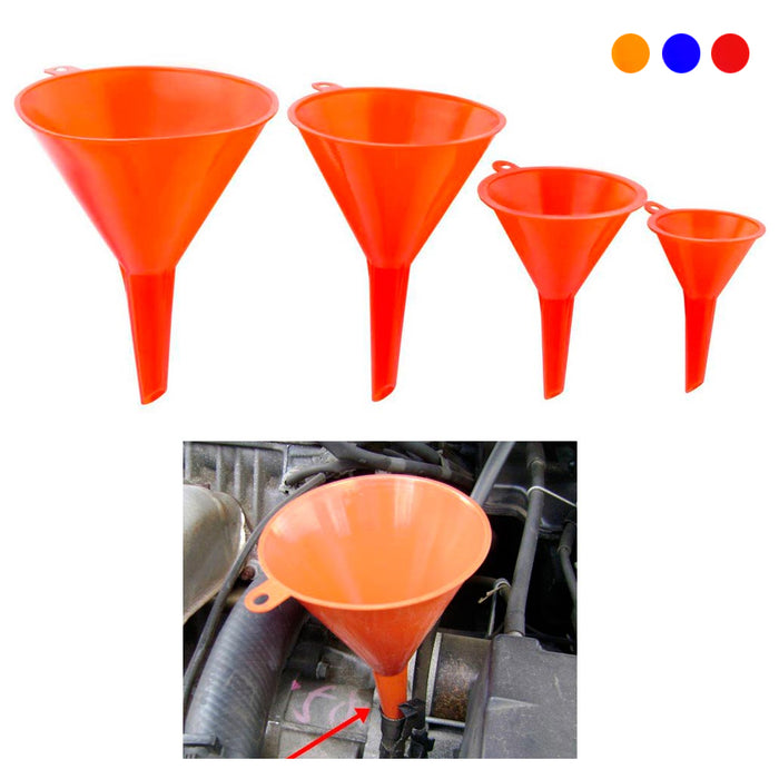 4 Plastic Funnel Set Auto Home Kitchen Garden Engine Oil Water Tool  2" 3" 4" 5"