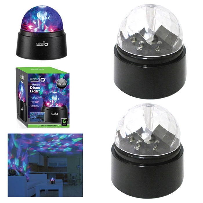 2 Portable Disco Lights LED Battery Stage Crystal Ball Strobe Disco Party Black