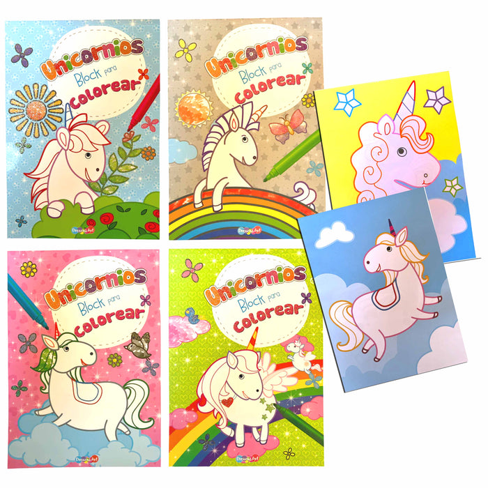 2 Pack Unicorn Coloring Books Unicornios Block Para Colorear Kids Activity Fun