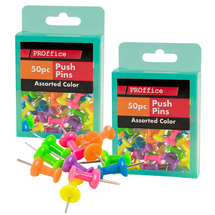 100 Pc Push Pin Thumb Tack Multi Color 7/8" Cork Board Bulletin Office Pushpin