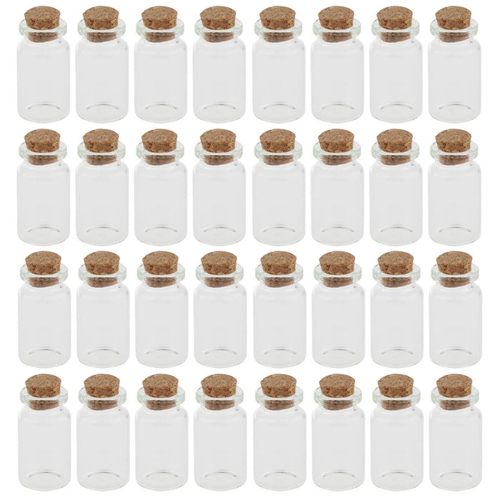 32 Glass Jars with Cork Lid Storage Bottles Mini Herbs Spices Crafts Party Favor