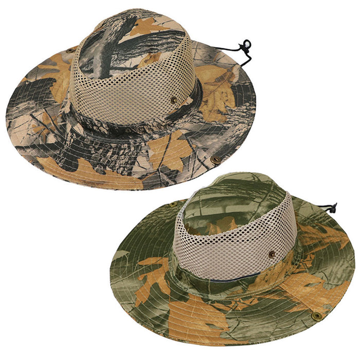 1 Camo Woods Boonie Bucket Hat Outdoor Fishing Hunting Snap Brim Mesh Army Cap