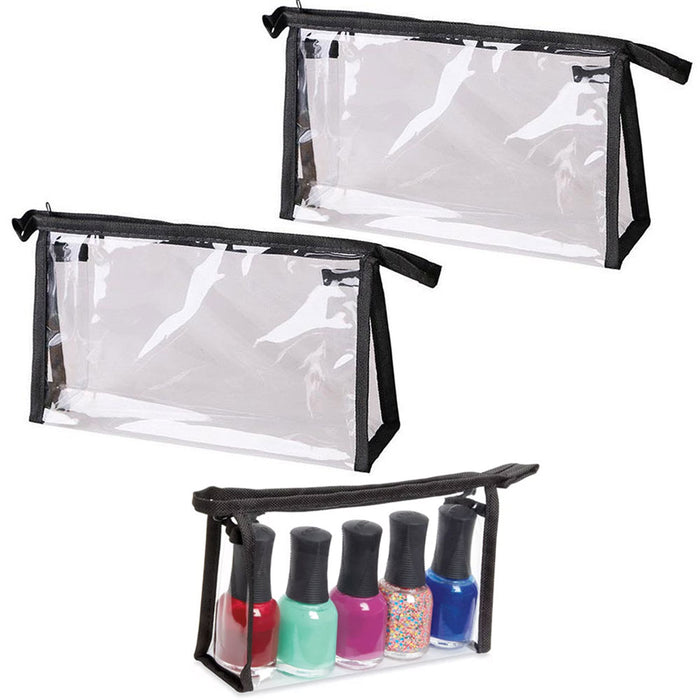 2 Zippered Toiletry Bags Clear Cosmetic Makeup Case Tote Organizer Beauty Pouch