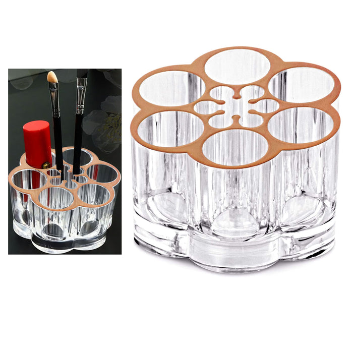 1 Clear Acrylic Cosmetic Organizer Rose Gold Lining Lipstick Makeup Brush Holder