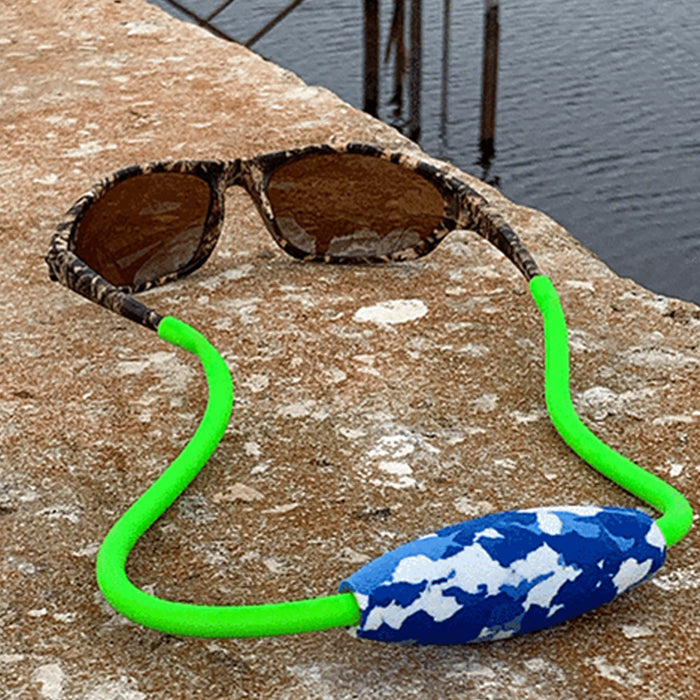 1 Neckz Neon Eyewear Sunglasses Retainer Holder w/ Blue Camo Floater Neck Strap