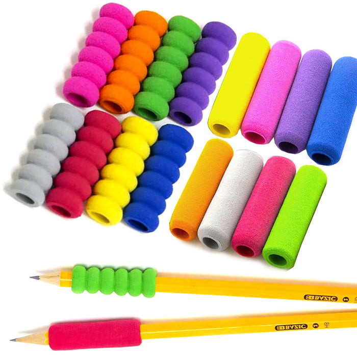 8 Pc Assorted Pencil Grips Pen Comfort Holder Soft Foam Groove Sponge School