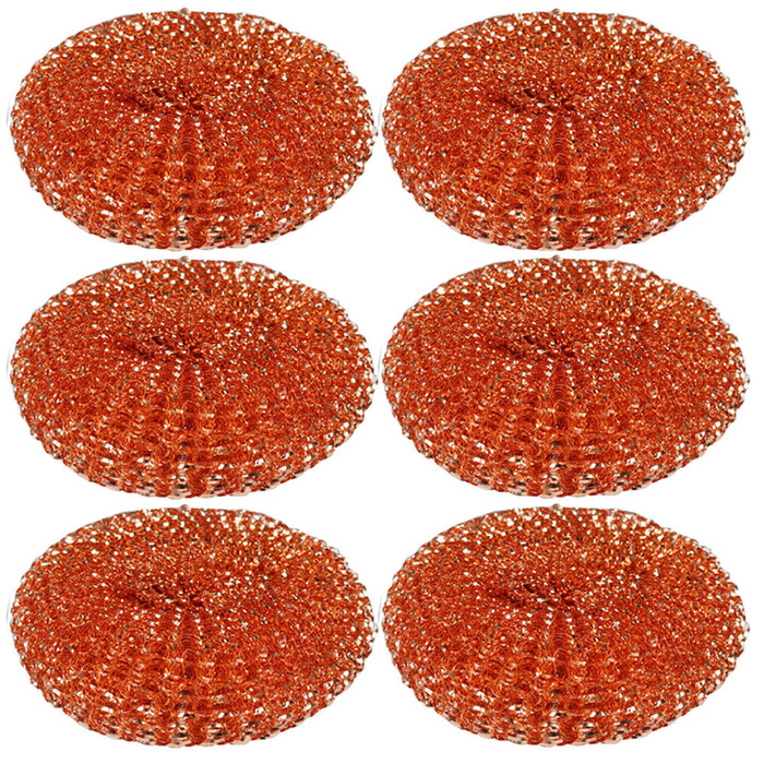 6 Pc 100% Copper Scrubber Pads Scourer Wire Wool Scrub Pan Scouring Dish Cleaner