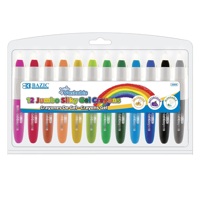 12 Pc Jumo Silky Gel Crayons Twistable Non Toxic Washable Watercolor Coloring