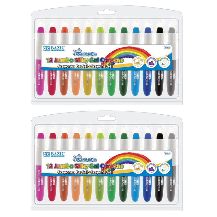 24 Pc Art Supply Jumo Silky Gel Crayons Non Toxic Coloring Washable Watercolor