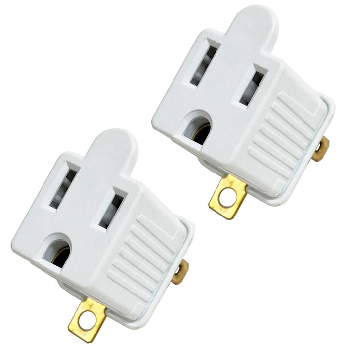 2 Pc Polarized Grounded Adapters Wall Tap Outlet 2 Prong To 3 Leg Plug ETL