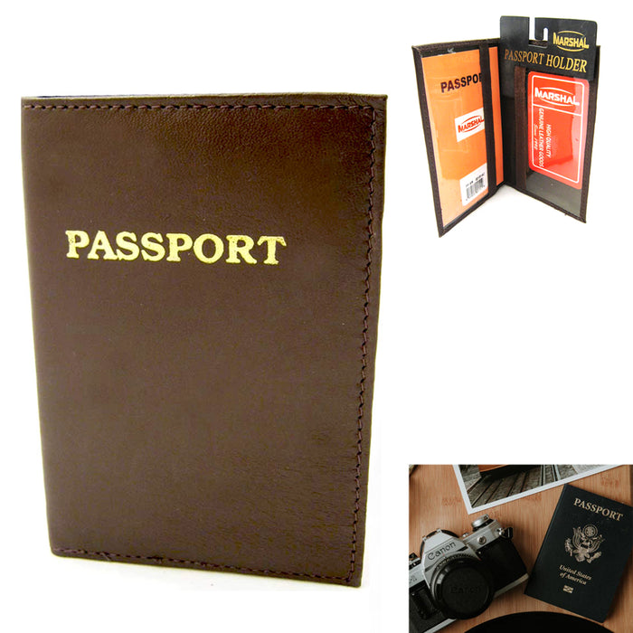 1 RFID Blocking Leather Passport Holder Wallet Cover Case Safety Protector Brown