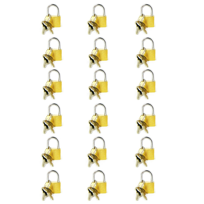 18 Small Metal Padlock Mini Brass Tiny Box Travel Locks Keyed Jewelry 2 Key 20mm