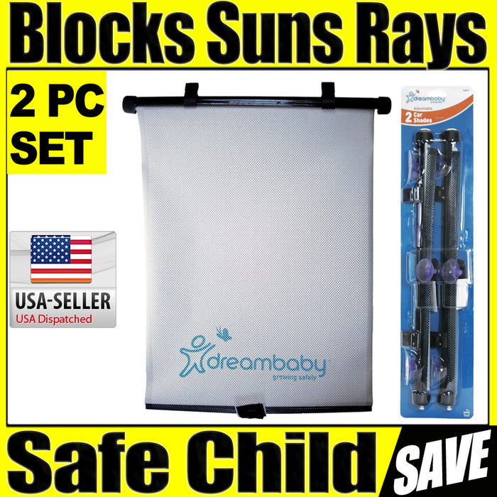 2 Dreambaby Baby Black Adjustable Car Auto Screen Sun Window Shade Sunshade