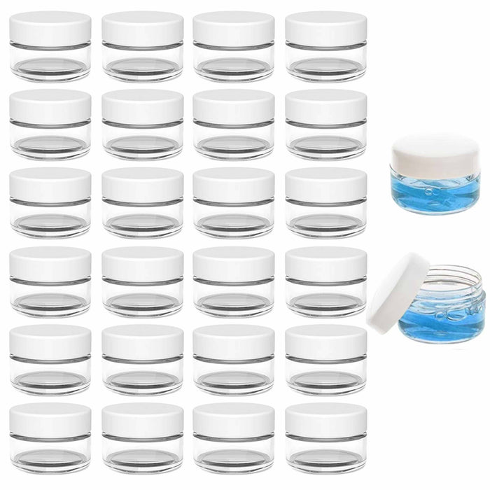 24 Clear Small Cosmetic Jars Sample Size Empty Round Travel Cream Container Lids