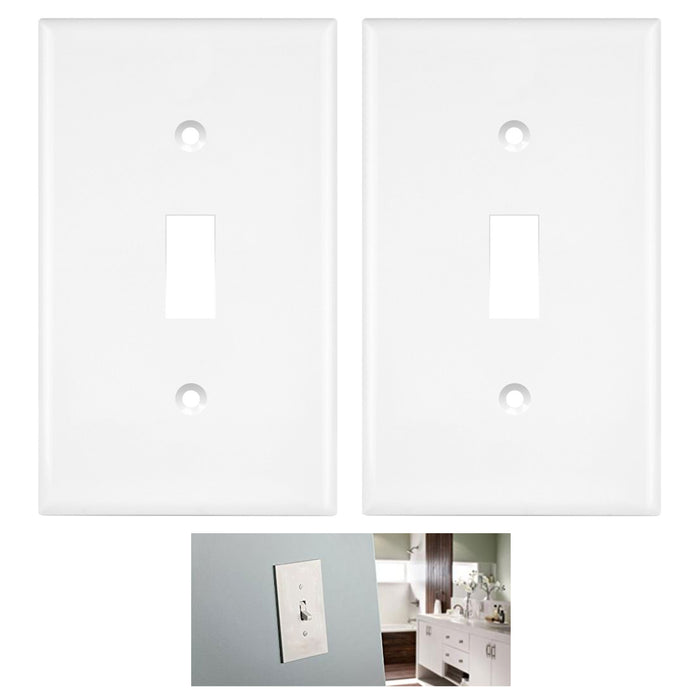 2 Single Switch Wall Plate Cover 1 Gang Plastic White Outlet Light Switch Cover