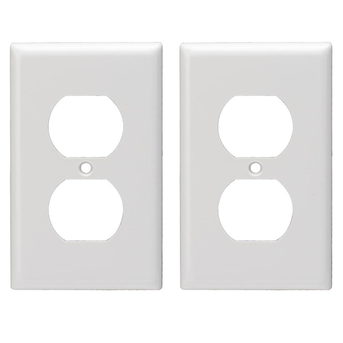 2 X Duplex Receptacle Dual Outlet Wall Plate Plug Cover Heavy Duty Plastic White