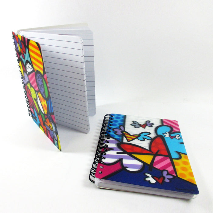 2Pc Set Romero Britto Memo Pad Notebook Journal Art Gift 3D Motion Home Office !