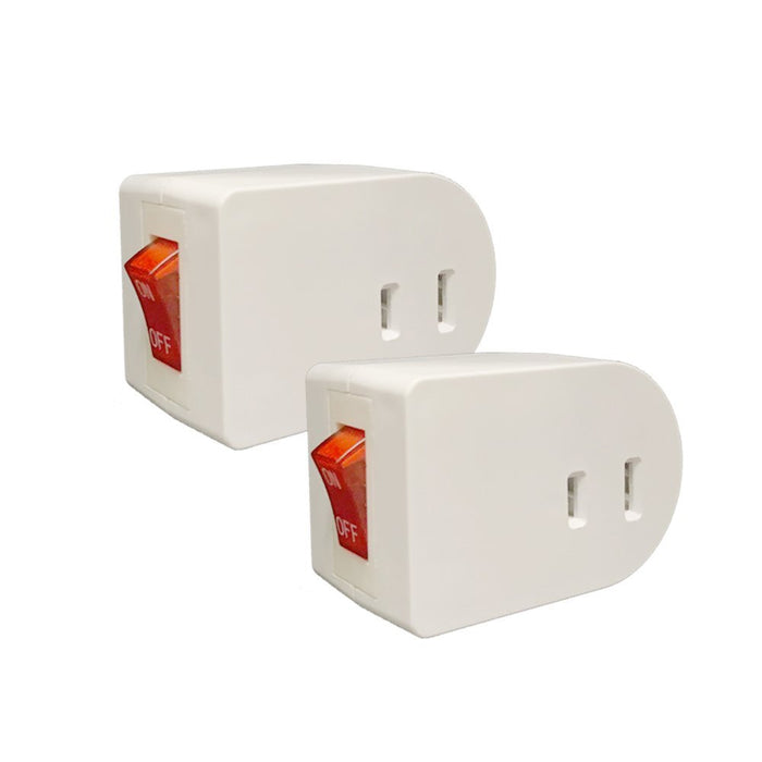2 Pack Prong Grounded Single Port Power Adapter For Outlet With On Off Switch