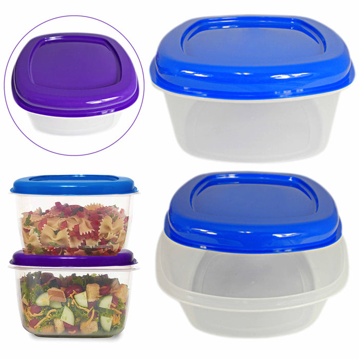 2 Pc Large Food Container 5L Freezer Plastic Bowl W/ Lid Lunch Storage BPA Free