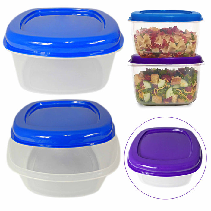2 Pc Large Food Container 5L Freezer Plastic Bowl W/ Lid Lunch Storage BPA Free