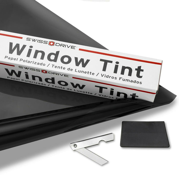 Window Tint Film Roll 5% Light Transmission Shade Adhesive 20" X 10Ft Universal