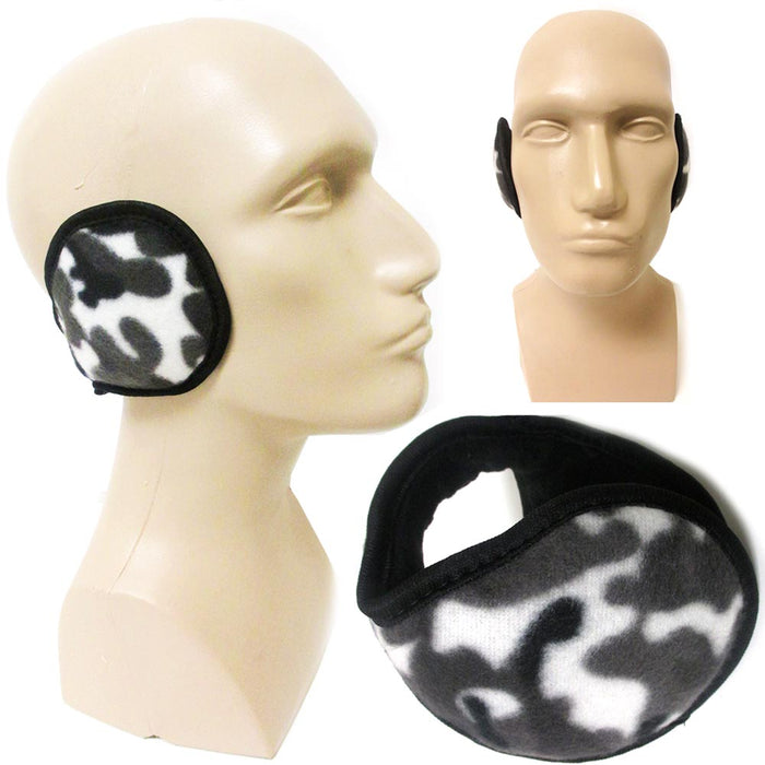 1 Black Camouflage Earmuff Warmers Winter Ear Muffs Covers Wrap Soft Unisex Camo