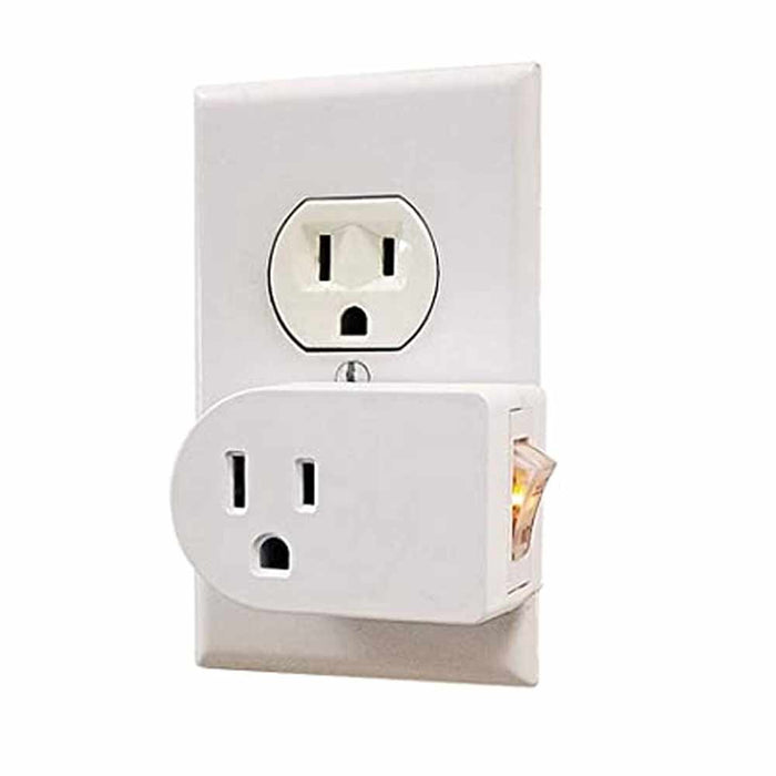 1 Pc Single 3 Pronged Plug Power Adapter With On/Off Switch Grounded Wall Tap