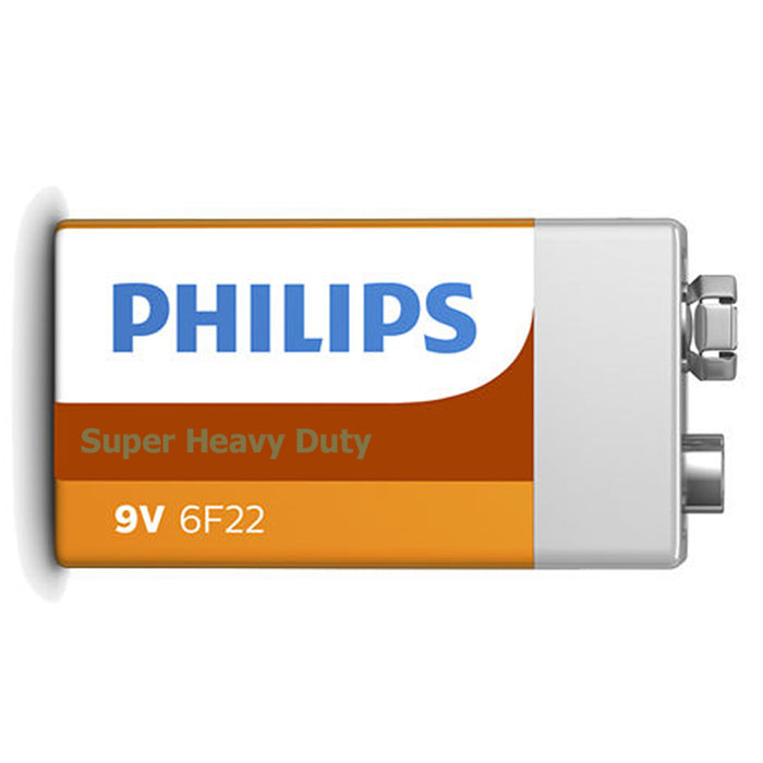 10 x 9 Volt 9V Batteries Philips Heavy Duty Battery 6F22 Alarm Detector Exp 2022