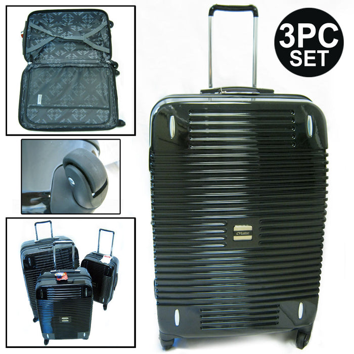 3 Pc Luggage Set Suitcases Spinner Bag Rolling Expandable Travel Trolley Black