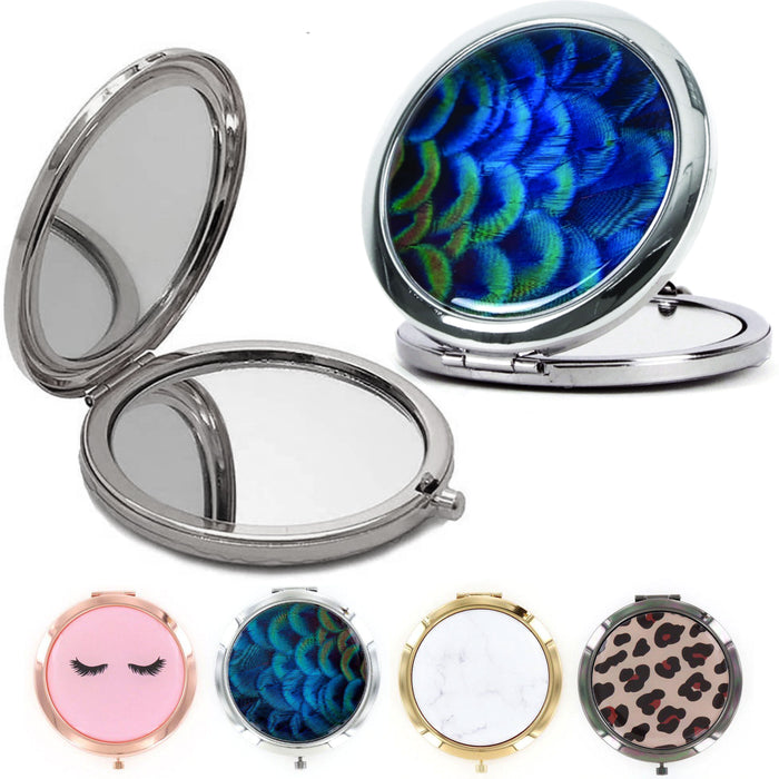 1 Compact Mirror Magnification Double Sided Round Travel Makeup Handheld Purse