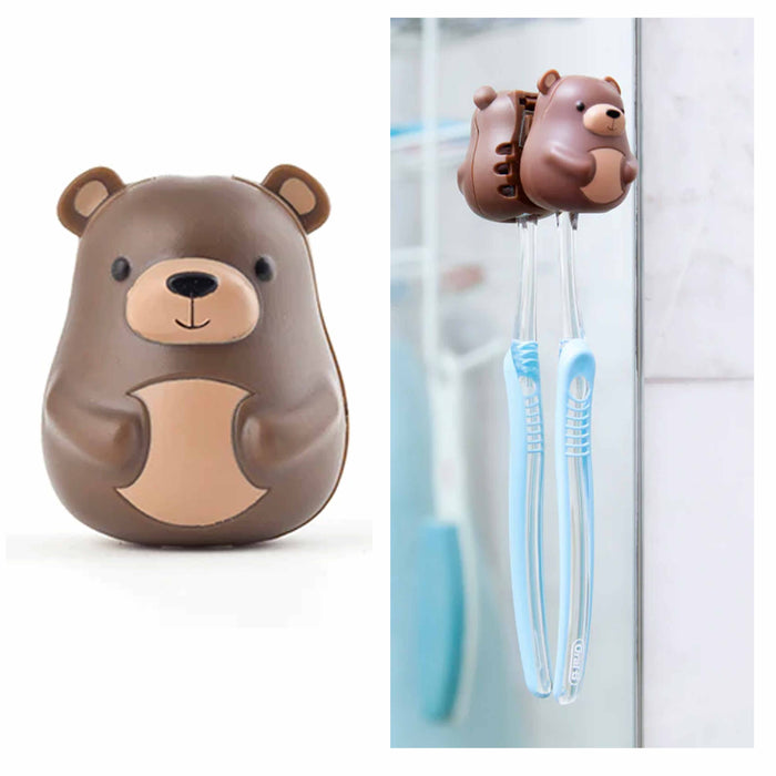 Kikkerland Bear Toothbrush Cover Holder Case Toiletry Cute Kid Bathroom Suction