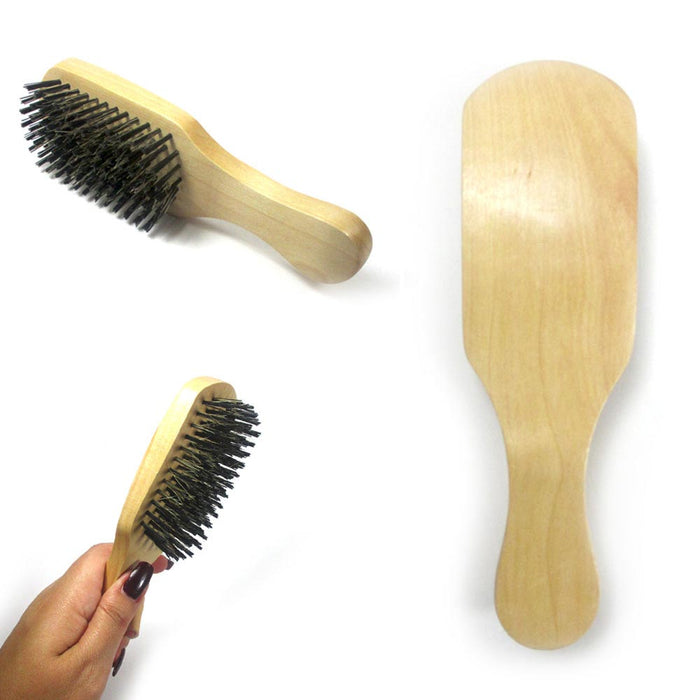 1 Men Boar Hair Brush Bristle Beard Mustache Soft Hard Palm Round Wood Handle