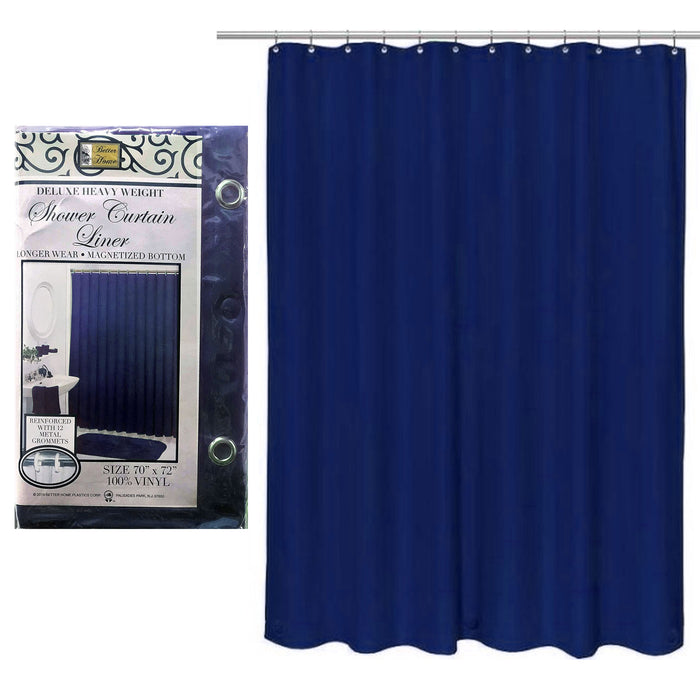 1 Heavy Duty Navy Blue Magnetized Shower Curtain Liner Vinyl Waterproof 70"X72"