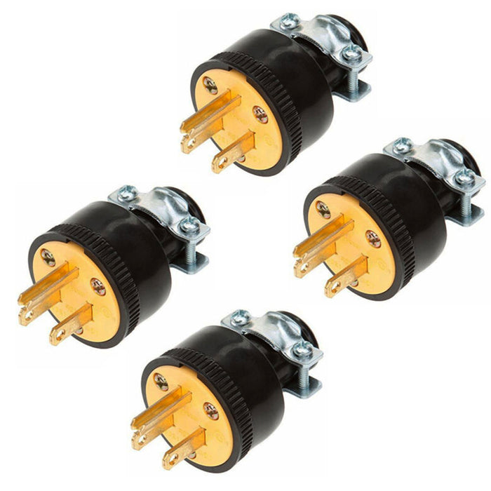4 Pc Extension Cord Replacement 3 Prong Male Electrical Plug Heavy Duty Grounded