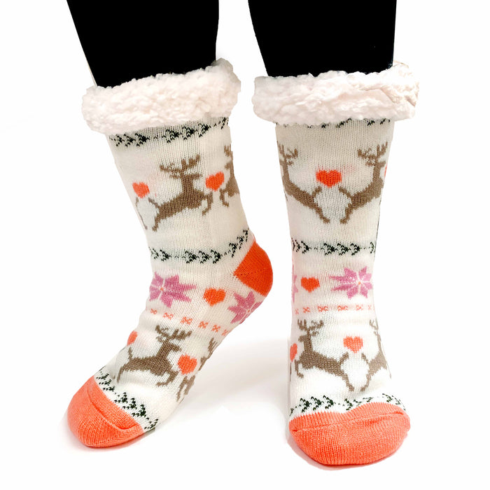 1 Pair Ladies Slipper Socks Thermal Fleece Unisex Cozy Sherpa Plush Warm 9-11