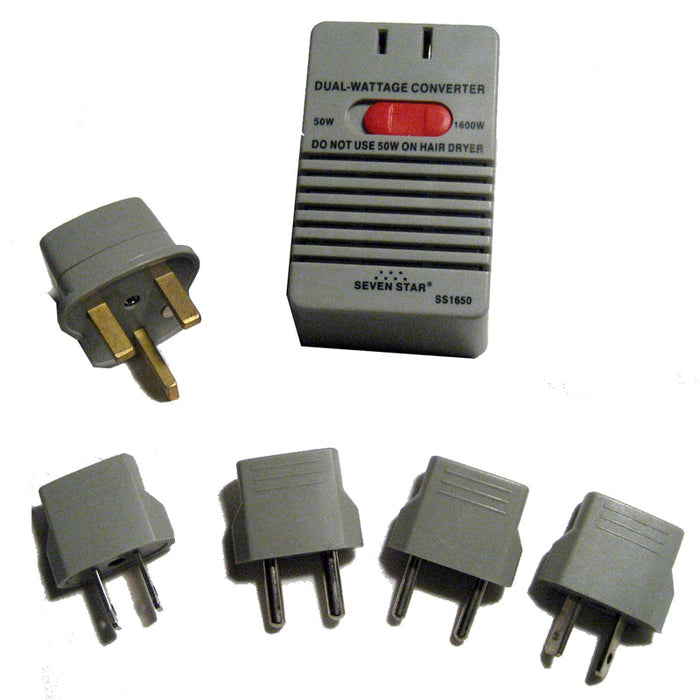 World Travel Voltage Converter Adapter Plug Power Kit 50-1600 Watt Ac Us Eu New