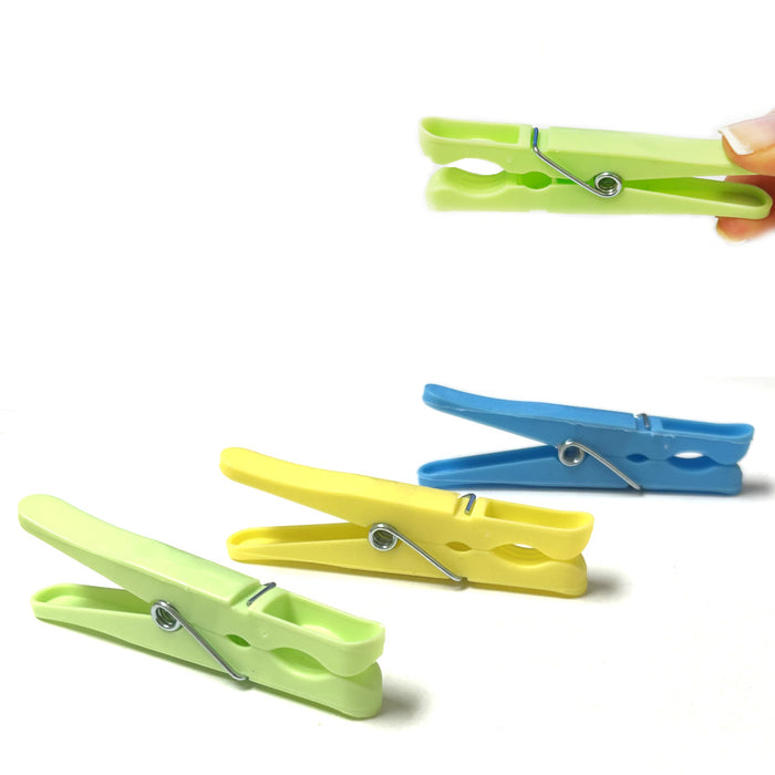 24 Clothes Pins Pegs Plastic Clothespins Laundry Spring Clips Bag Hangs Clothing