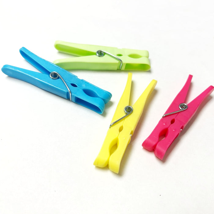 96 Pcs Plastic Clothespins Laundry Clothes Pins Large Spring Assorted Color Pegs