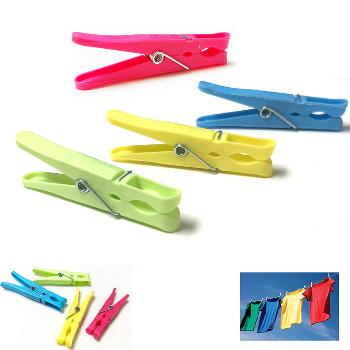 AllTopBargains 144 PC Plastic Clothespins Laundry Clothes Pins Large Spring Assorted Color Pegs