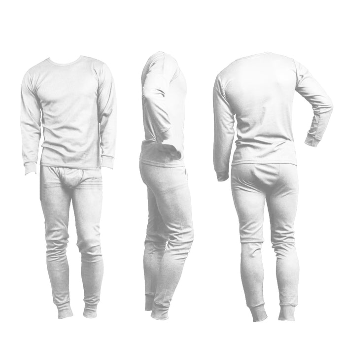 Mens Thermal Underwear Set Knocker Long Sleeve Pajamas Pants Sleep White Size L