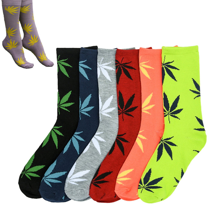 6 Pairs Womens Leaf Low Cut Ankle Socks Cotton Size 9-11 Marijuana Fashion Lot
