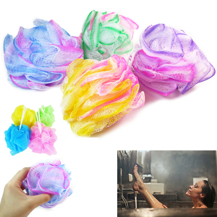 12 Bath Shower Puff Sponge Loofah Scrub Mesh Brush Ball Exfoliate Body Scrubber