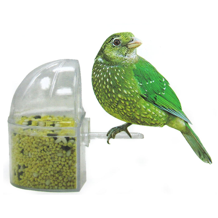 4 Small Bird Slot Feeder No Mess Cage Hang Cup Plastic Food Water Dispense Bowl