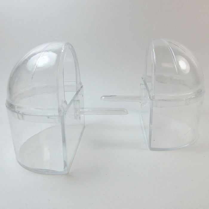 4 Small Bird Slot Feeder No Mess Cage Hang Cup Plastic Food Water Dispense Bowl