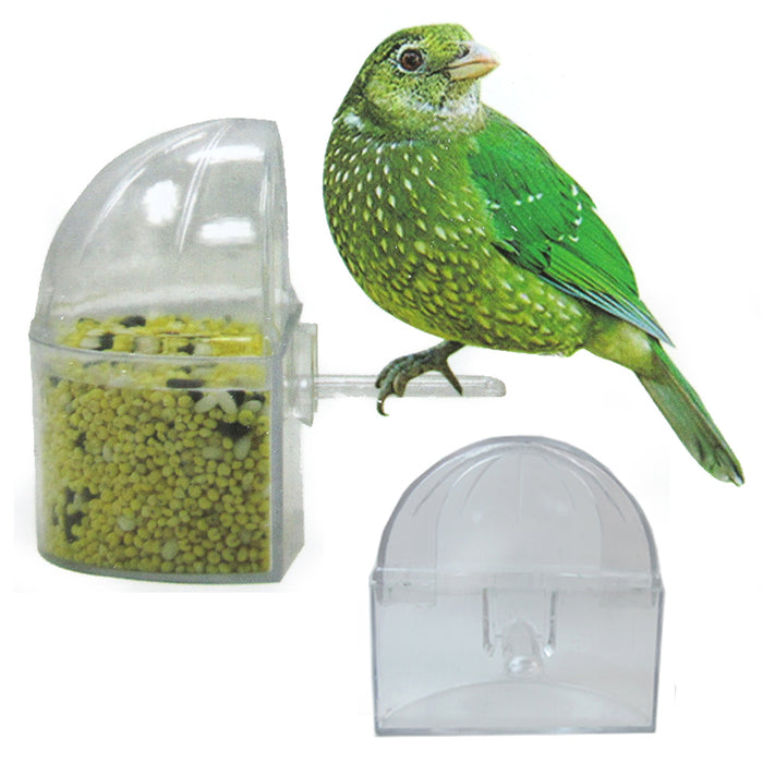 12 Pc Universal Bird Cage Seed Water Food Feeder Clear Heavy Duty Plastic Cups