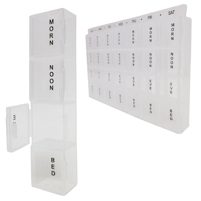 2 Pack Weekly Pop Up Pill Box Storage Organizer 7 Day Medication Compartment Set