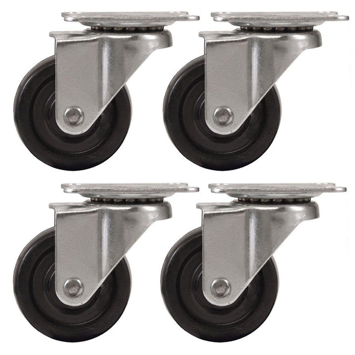 12pc 2.5" Swivel Caster Wheels Hard Rubber Top Plate Ball Bearings 12 pcs Set