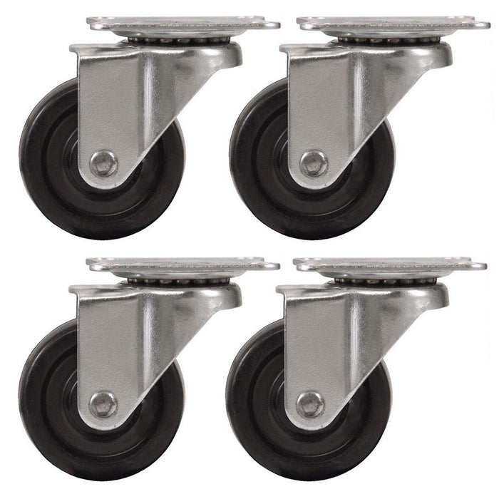 4 Steel Swivel Caster Wheels 2 1/2" Top Plate Heavy Duty High Gauge Bearing Set