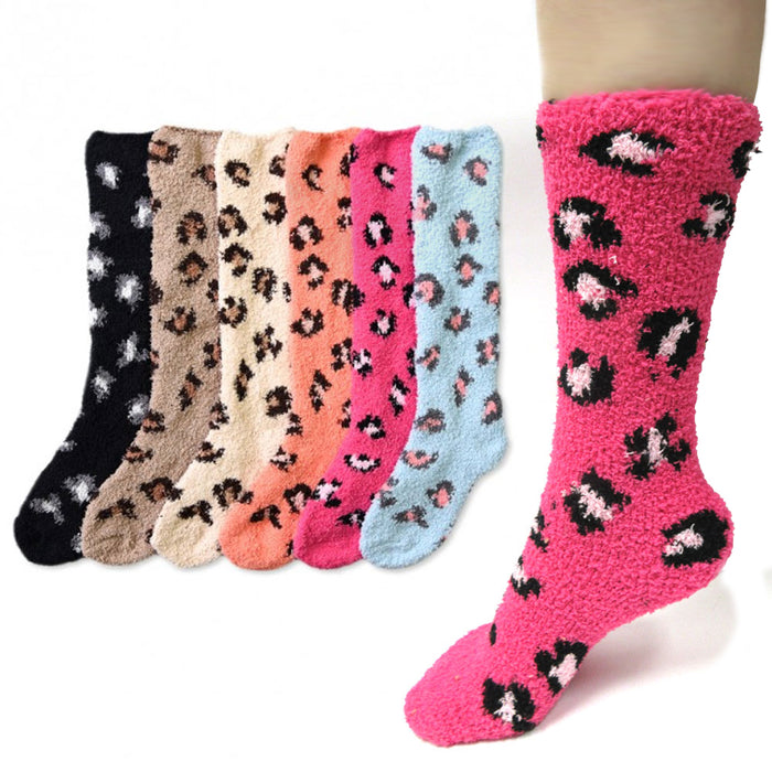 6 Pairs Women Girl Winter Socks Fuzzy Cozy Slipper Long Knee High Soft Warm 9-11